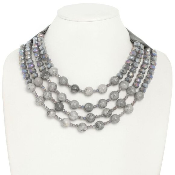 Multi-strand Wood Bead Necklace - Picture 3 of 3